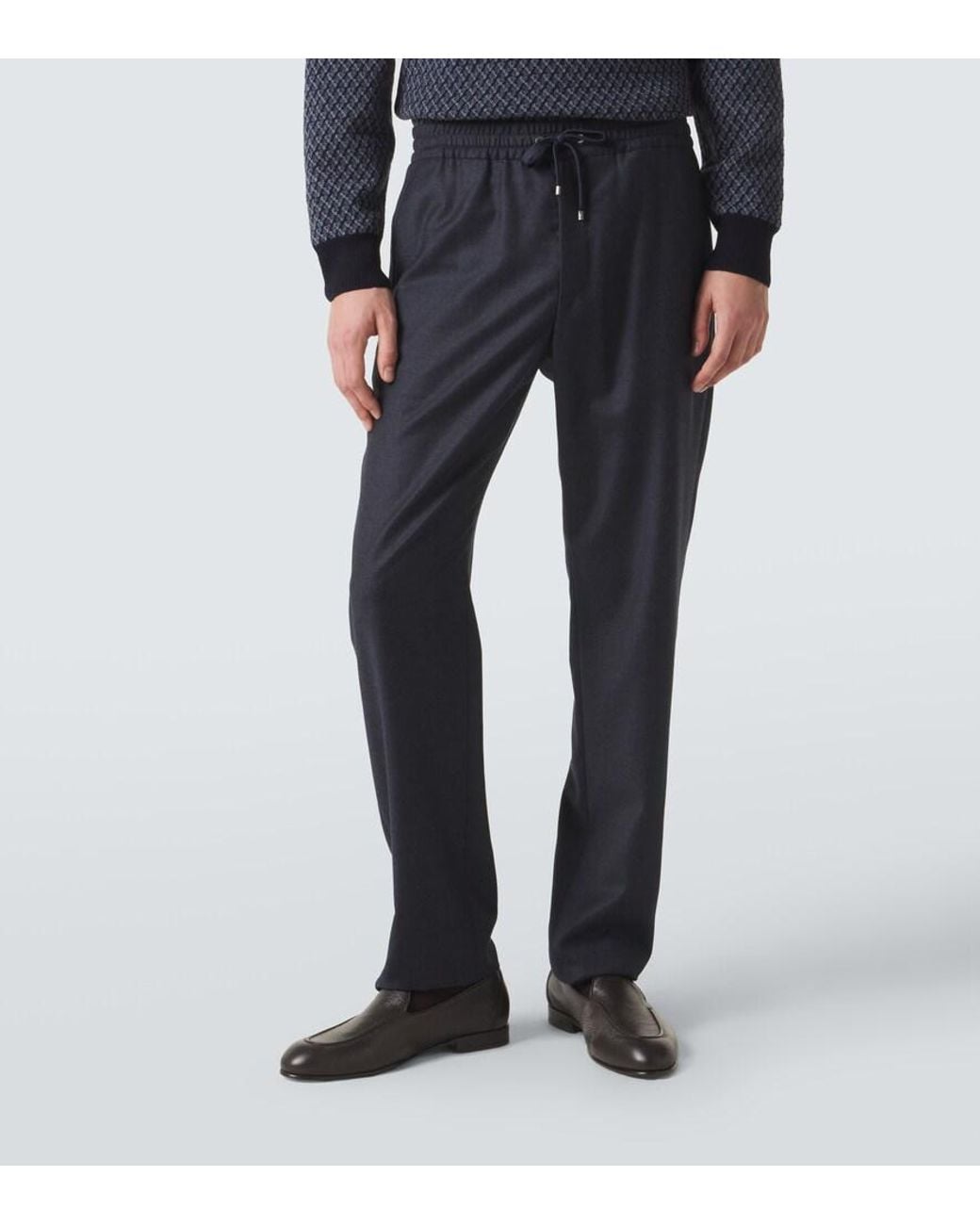 Agnona Blue Wool Straight Pants for men