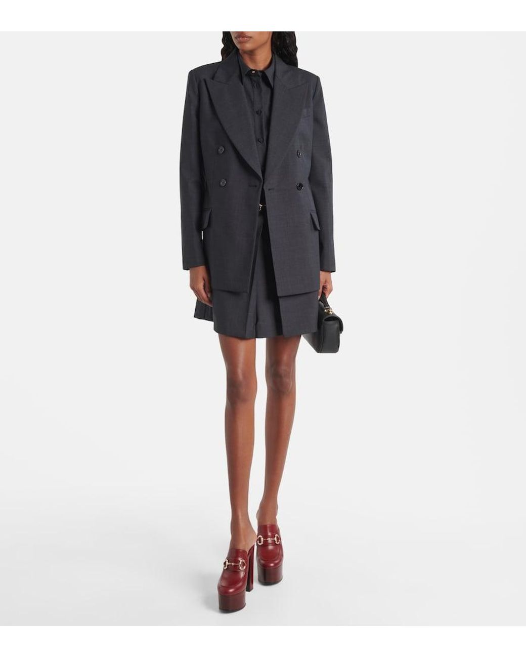 Gucci Blue Double-Breasted Wool Blazer