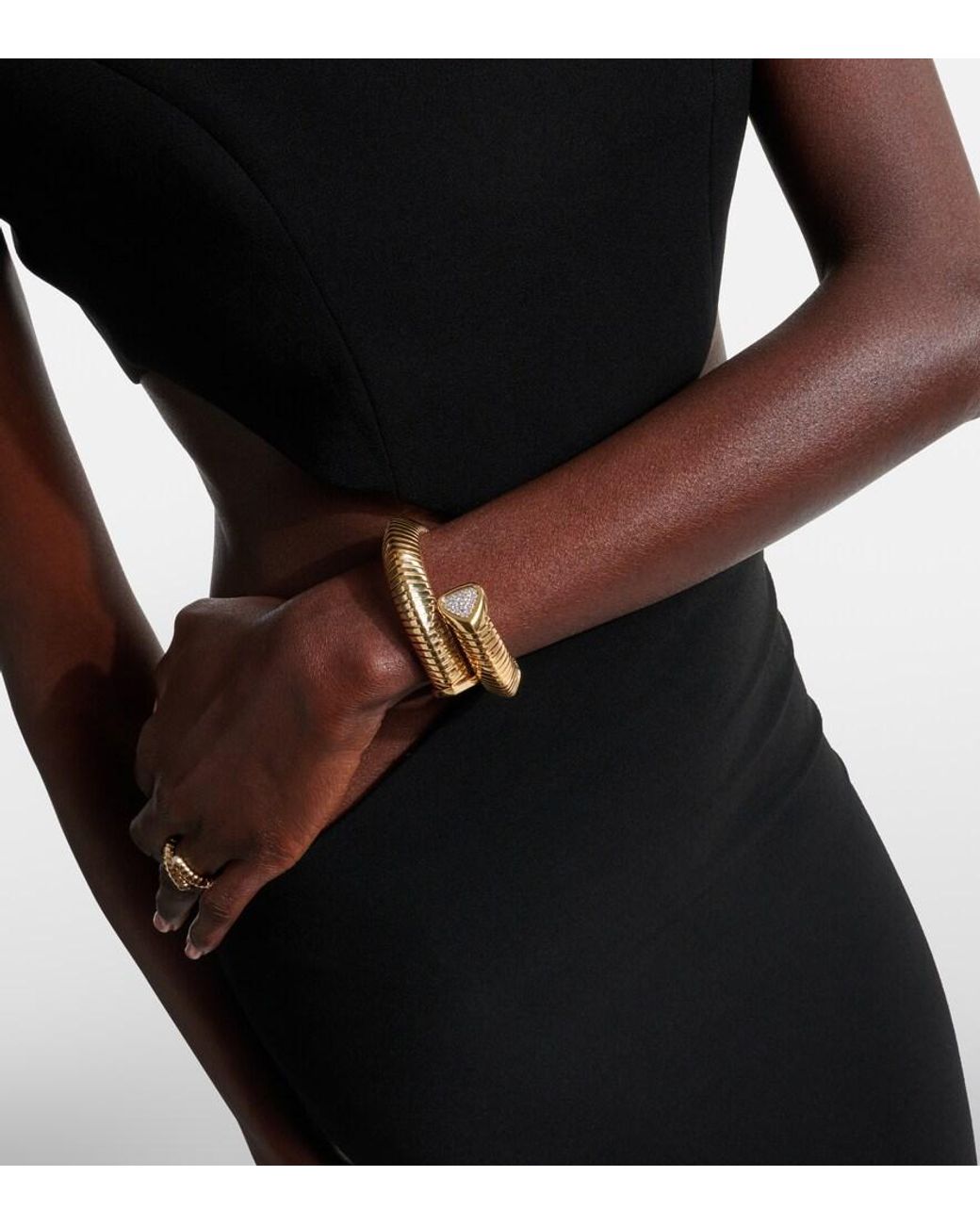 Marina B Metallic Trisola 18Kt Cuff Bracelet With Diamonds