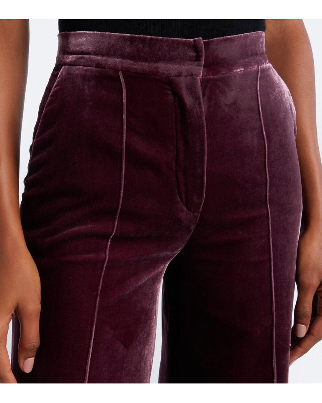 Elie Saab Purple Velvet Wide-Leg Pants