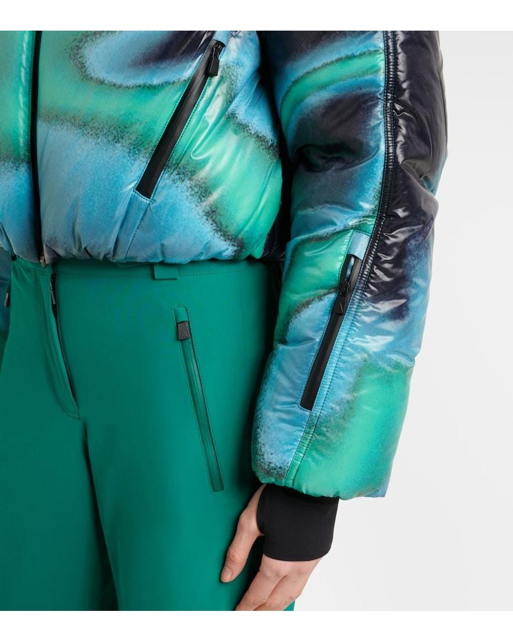 Aztech Mountain Blue Daisy Cropped Down Ski Jacket
