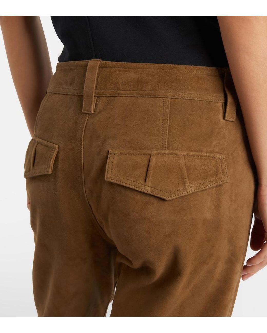 Isabel Marant Brown Suede Straight-Leg Pants