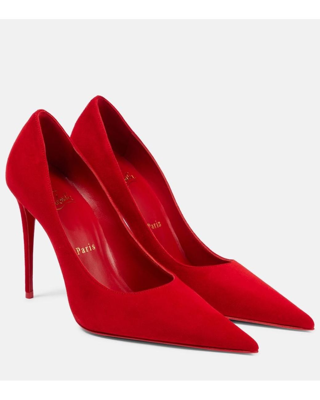 Christian Louboutin Red Kate Max 100 Suede Pumps