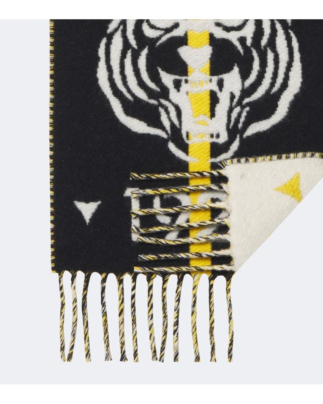 Fendi Black Reversible Jacquard Wool And Cashmere Scarf