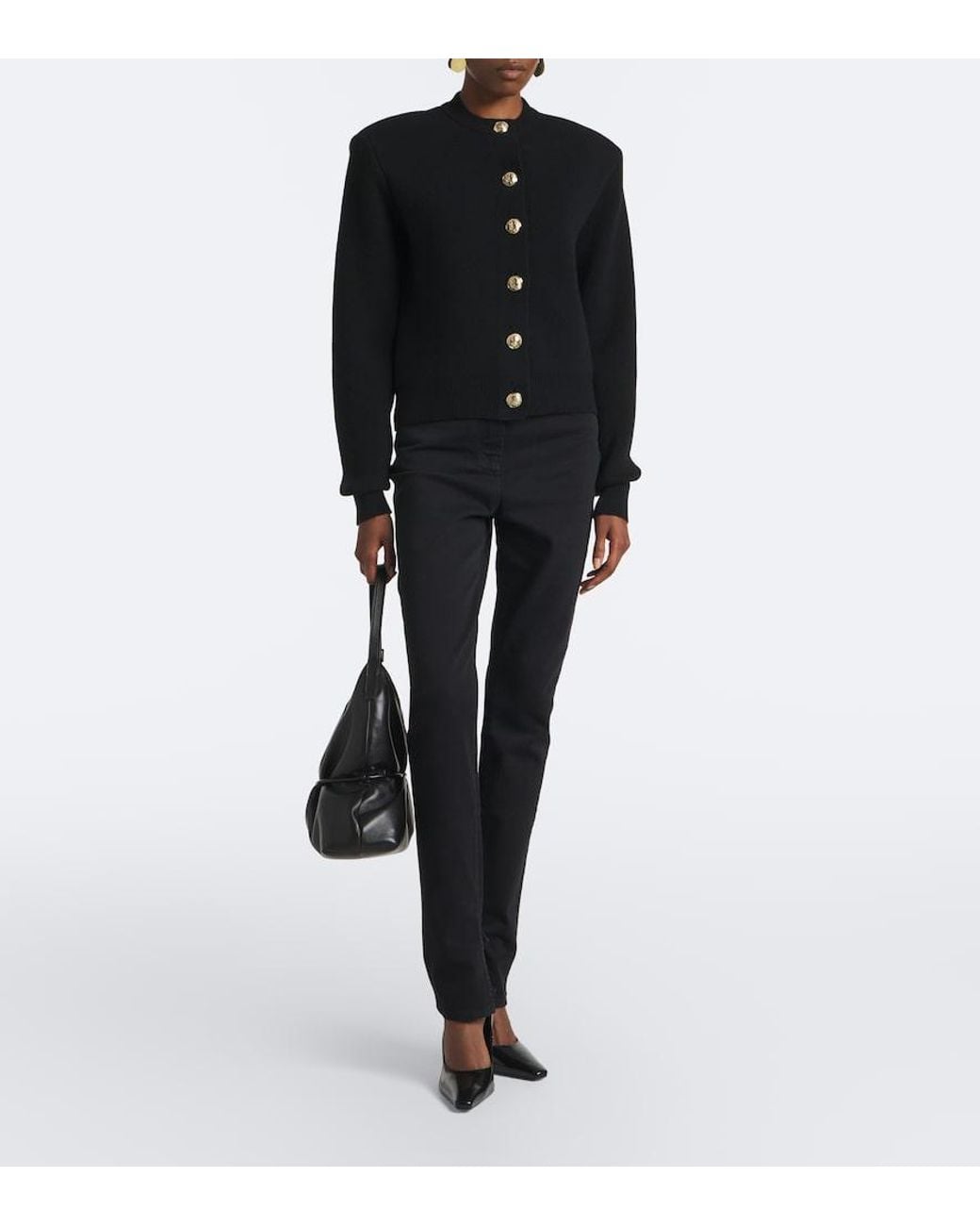 Balmain Black Cashmere And Wool Cardigan