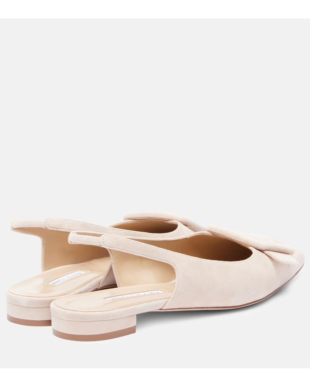 Manolo Blahnik Natural Maylura Suede Slingback Flats