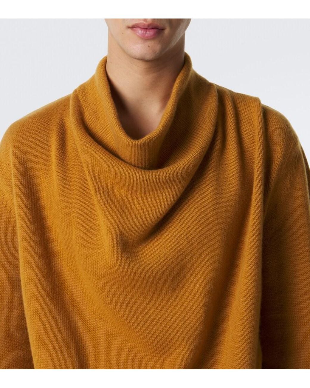 Valentino Garavani Brown Draped Cashmere Turtleneck Sweater for men