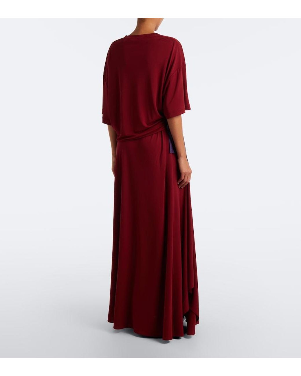 Balenciaga Red Bow-Detail Jersey T-Shirt Dress