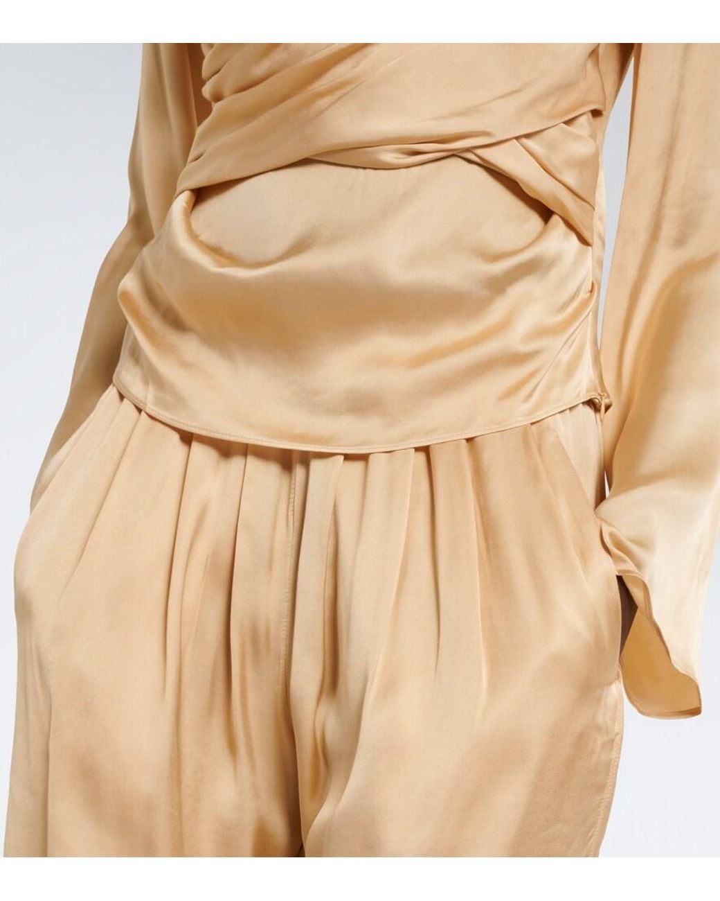 Isabel Marant Natural Neame Draped Satin Top
