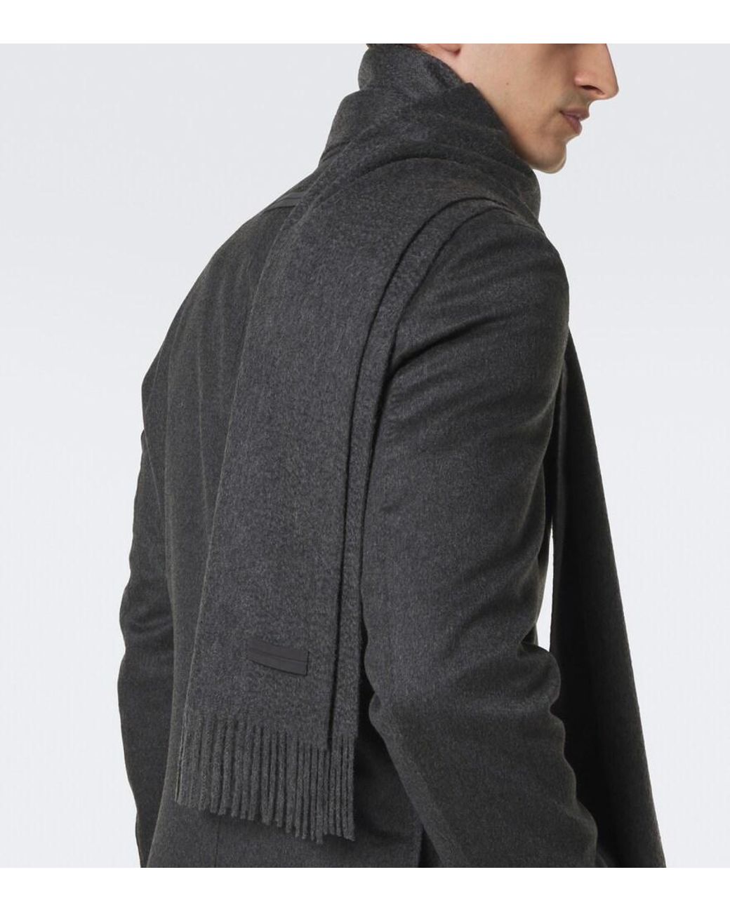 Zegna Gray Fringed Cashmere Scarf for men