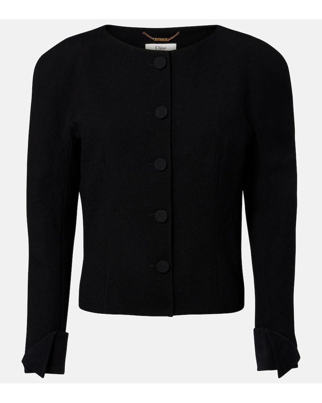 Chloé Black Virgin Wool Crepe Cardigan