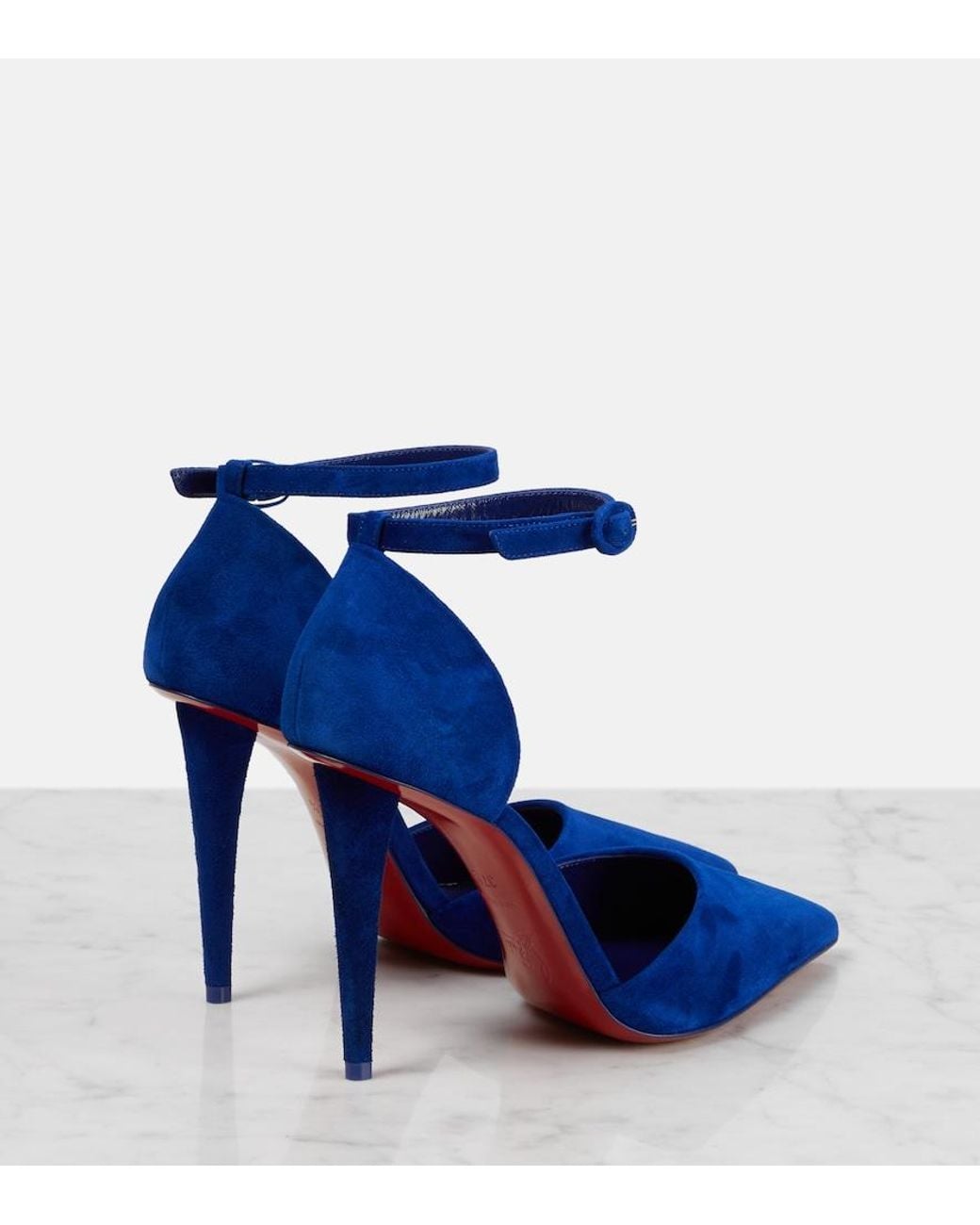 Christian Louboutin Blue Astrida Bride 100 Suede Pumps