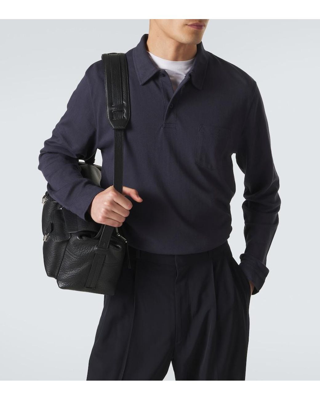 Sunspel Blue Riviera Cotton Polo Shirt for men