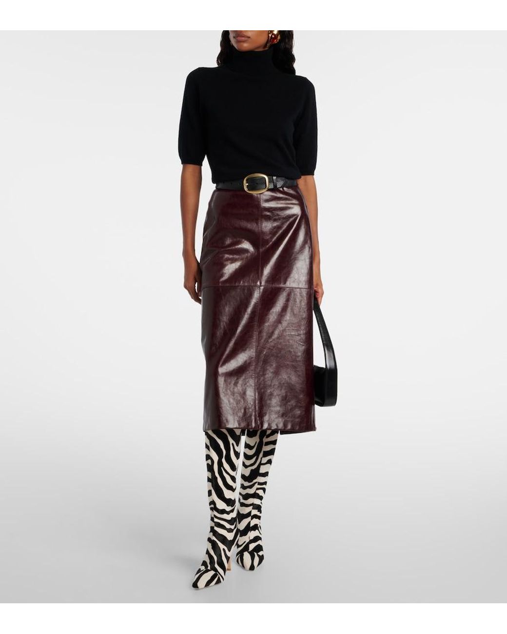 Jimmy Choo Black X Conner Ives Gloria 85 Pony Hair Zebra Knee-High Boots