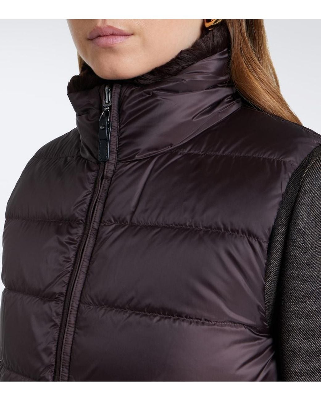 Max Mara Brown Zip-Up Puffer Vest