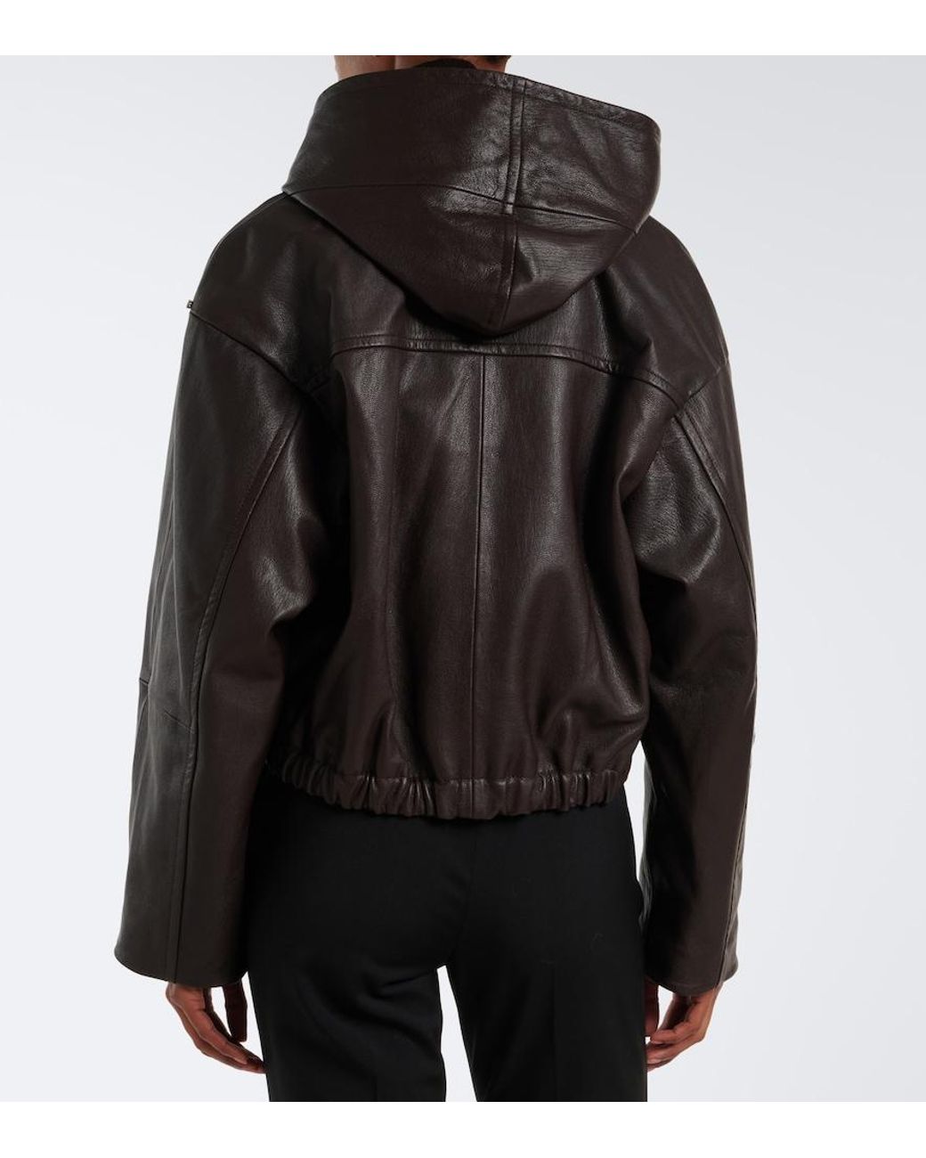 Sportmax Black Hooded Leather Jacket