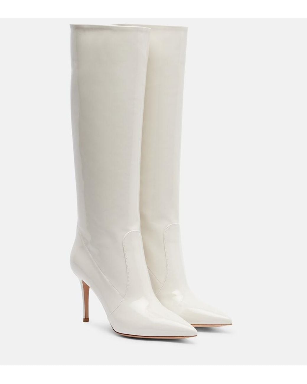 Gianvito Rossi White Hansen 85 Patent Leather Knee-High Boots