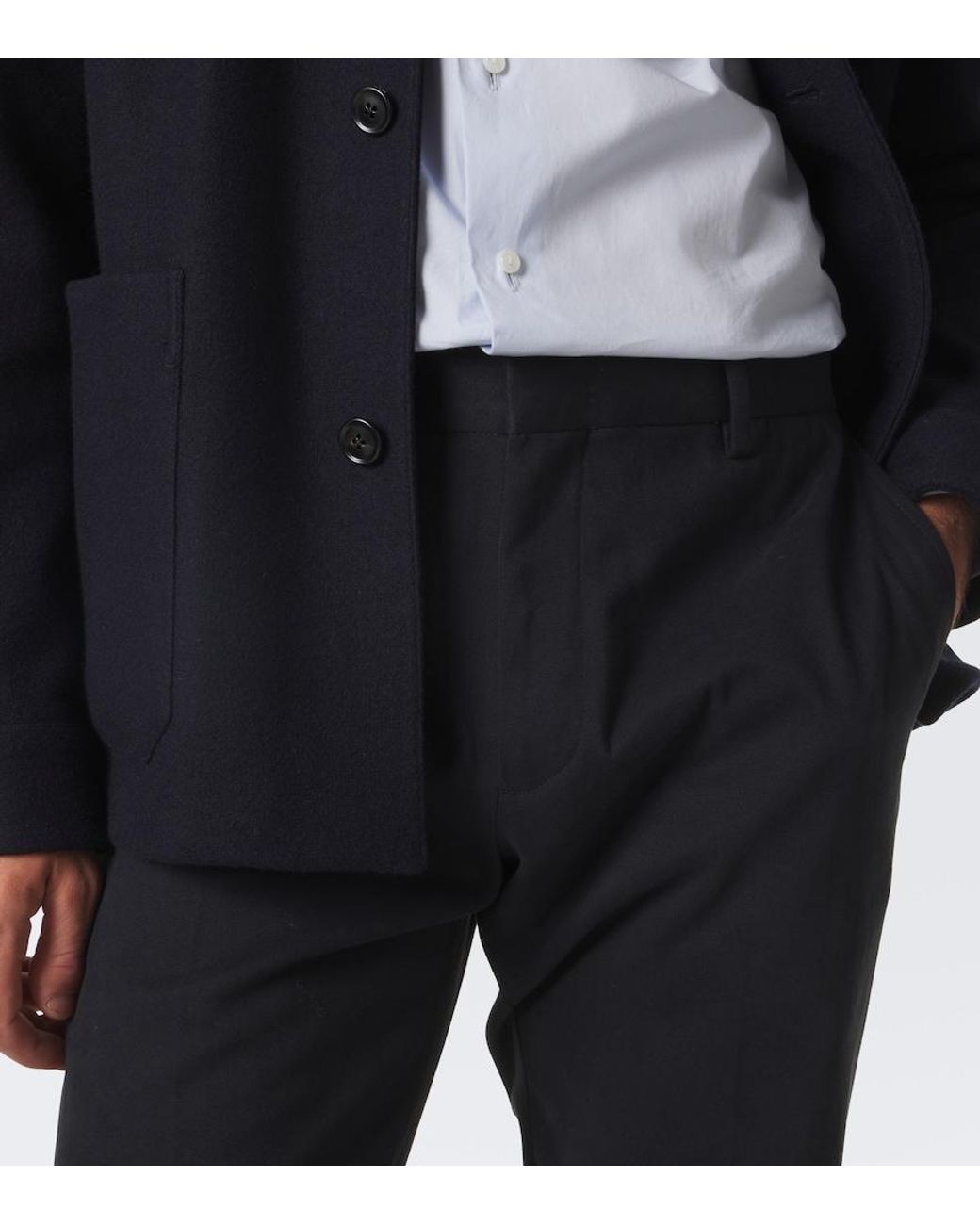 Zegna Blue Cotton And Cashmere Slim Pants for men