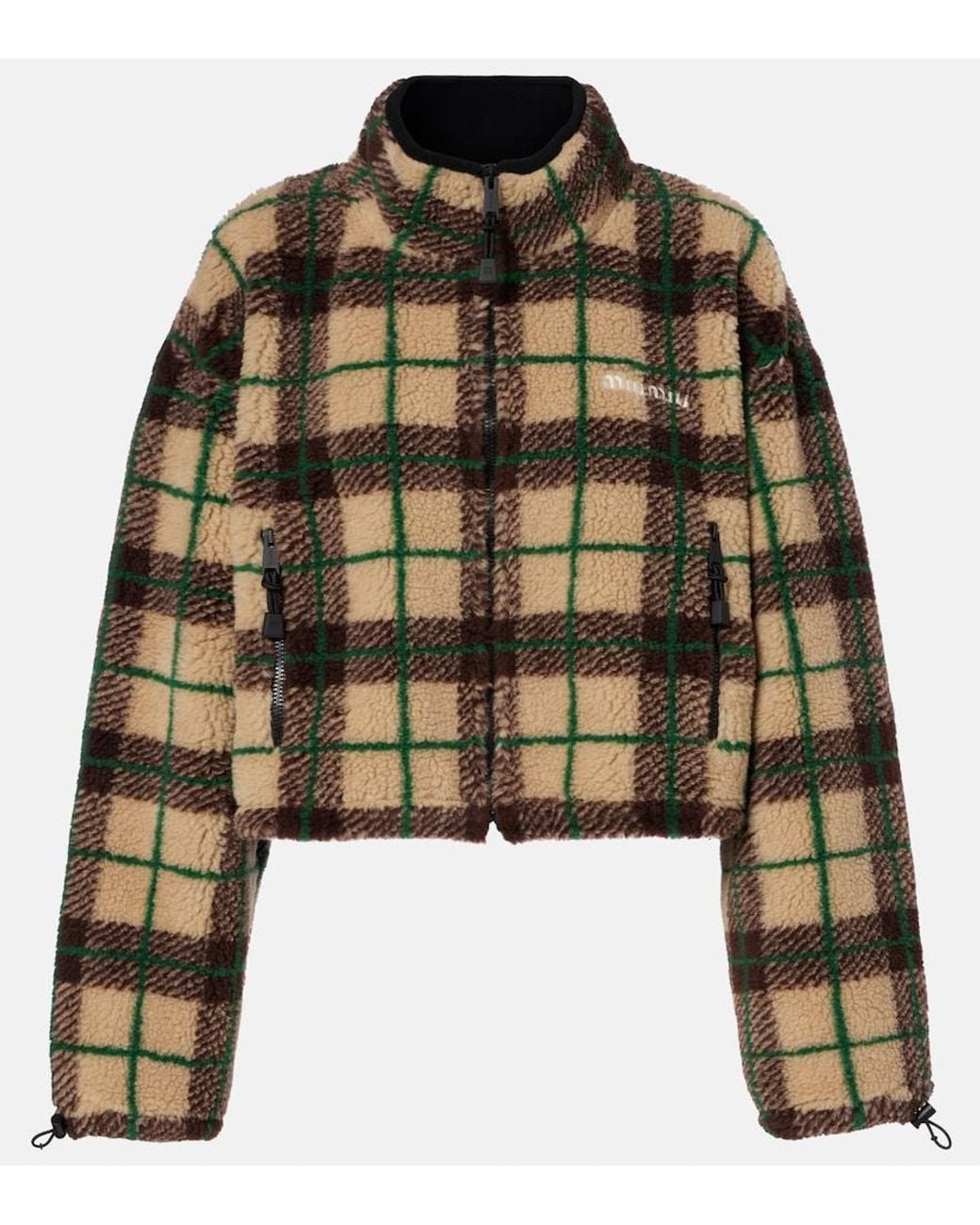 Miu Miu Multicolor Plaid Cropped Fleece Jacket