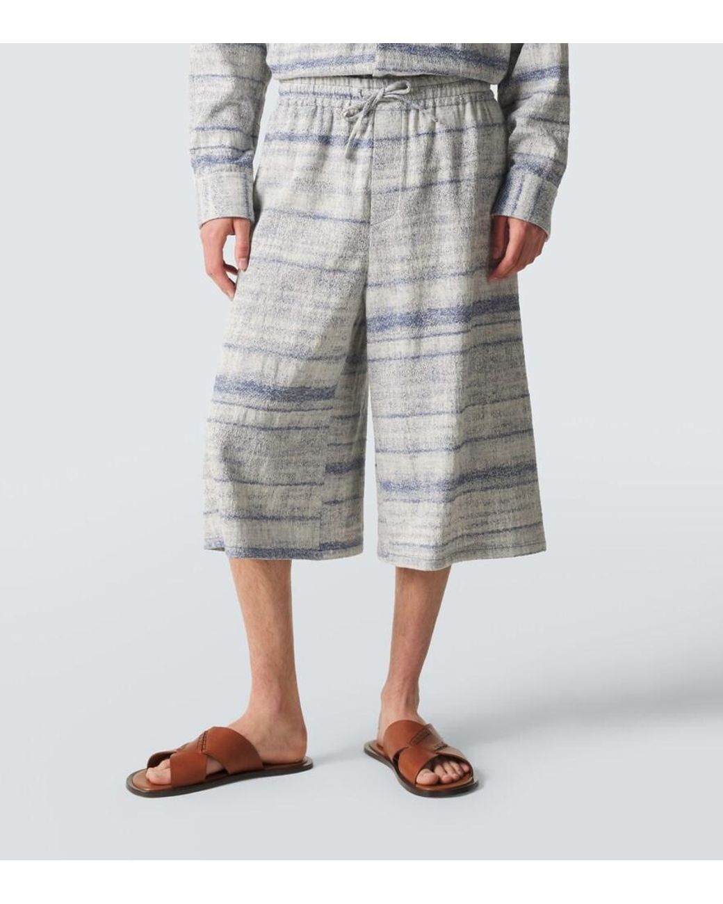 Loewe Gray Paula's Ibiza Denim Jacquard Shorts for men