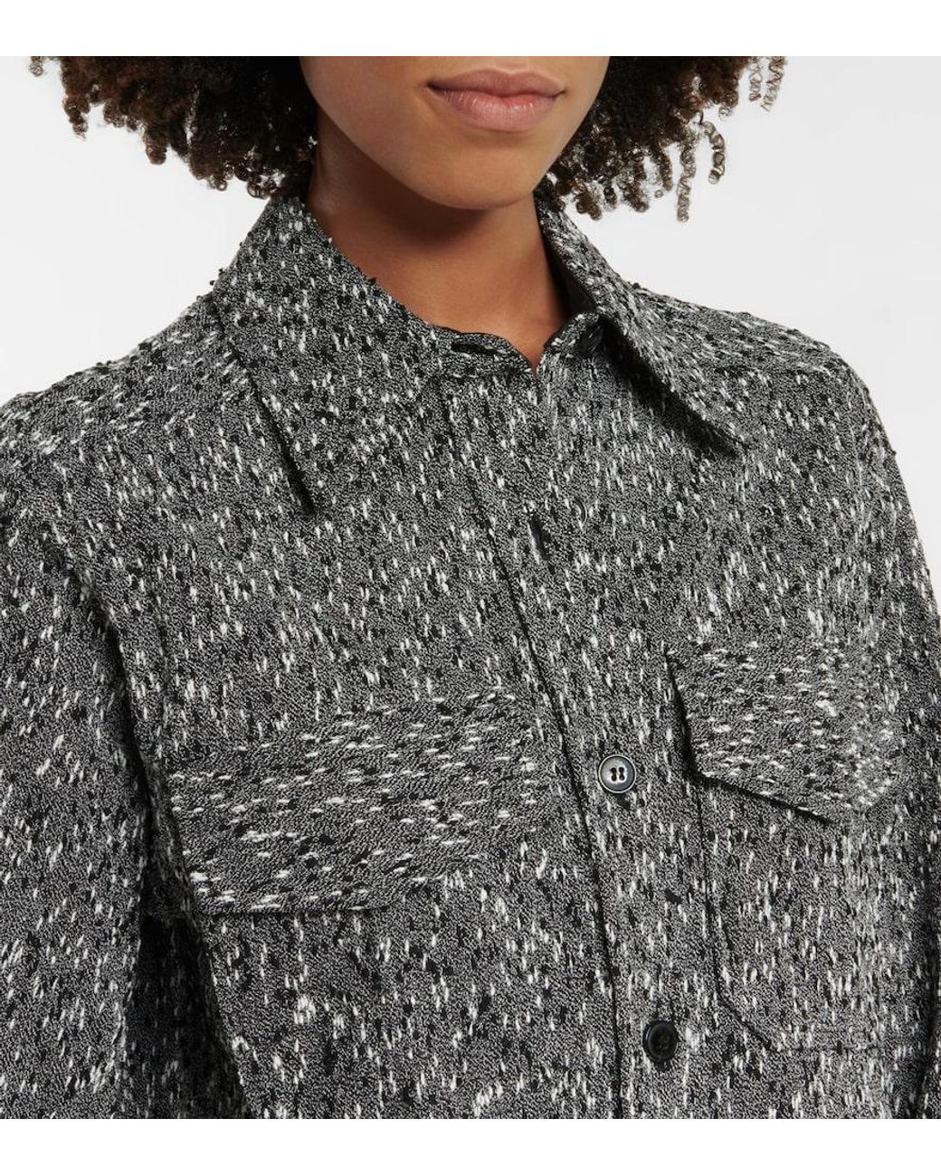 Victoria Beckham Gray Boucle Utility Shirt