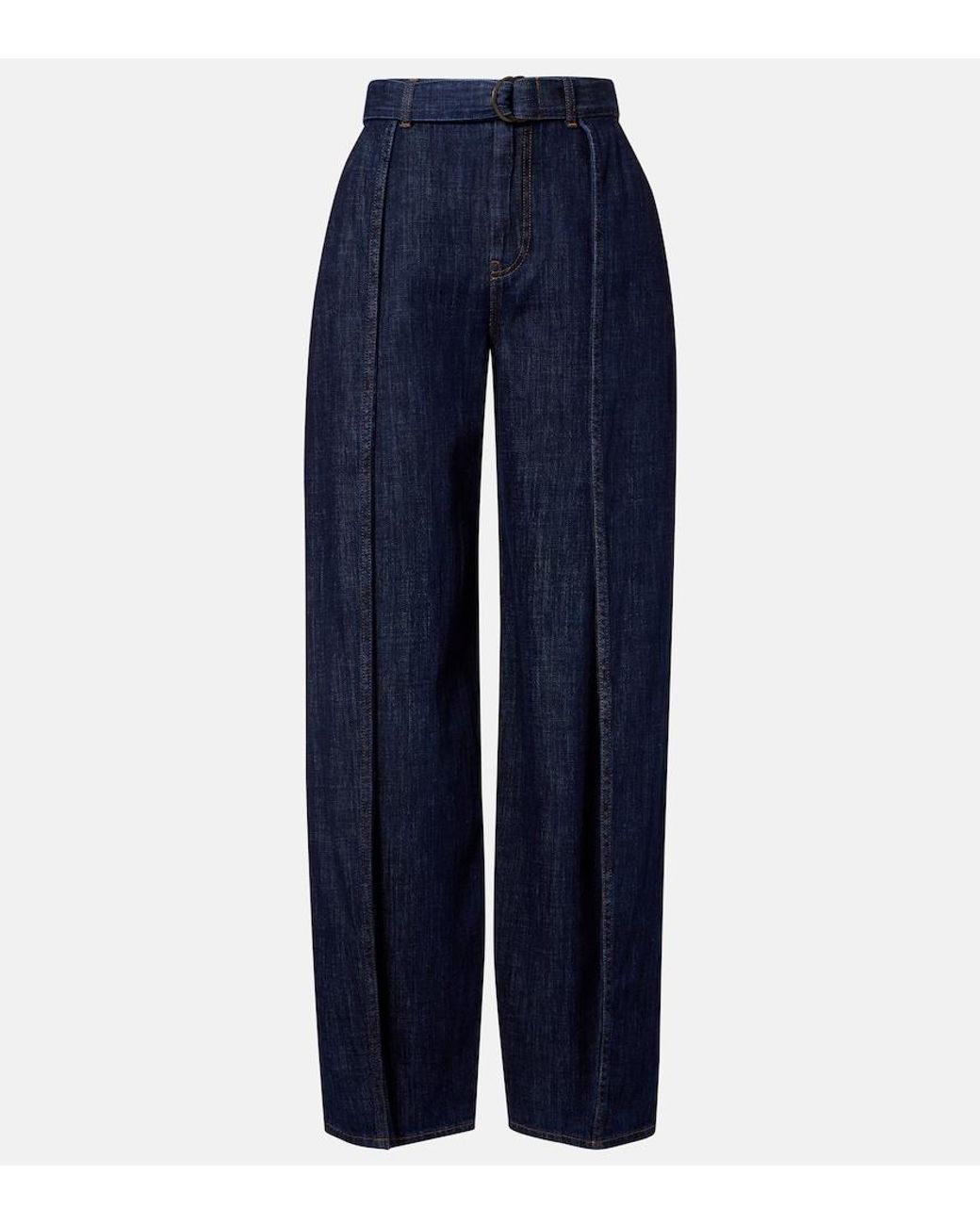 Loewe Blue Belted High-Rise Wide-Leg Jeans