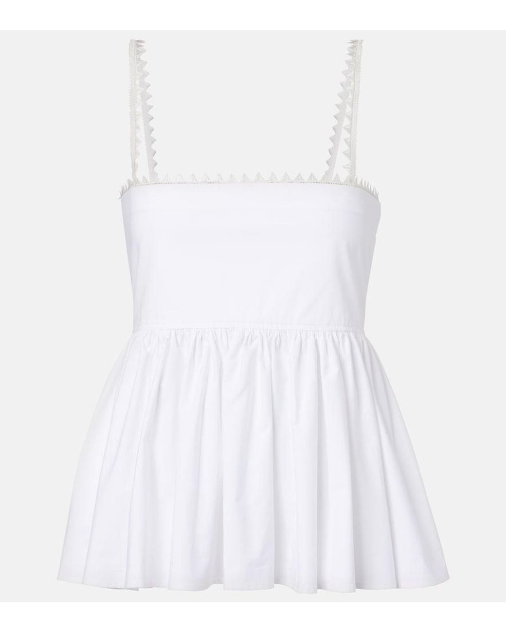 Jacquemus White Traversin Cotton Poplin Peplum Top