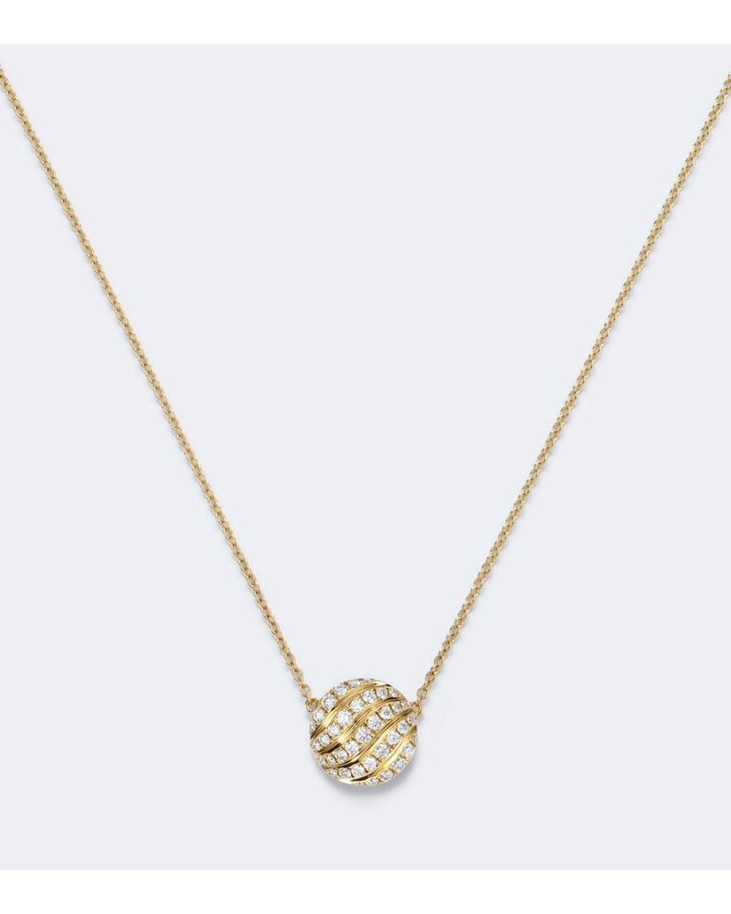 David Yurman White Sculpted Cable 18Kt Pendant Necklace With Diamonds