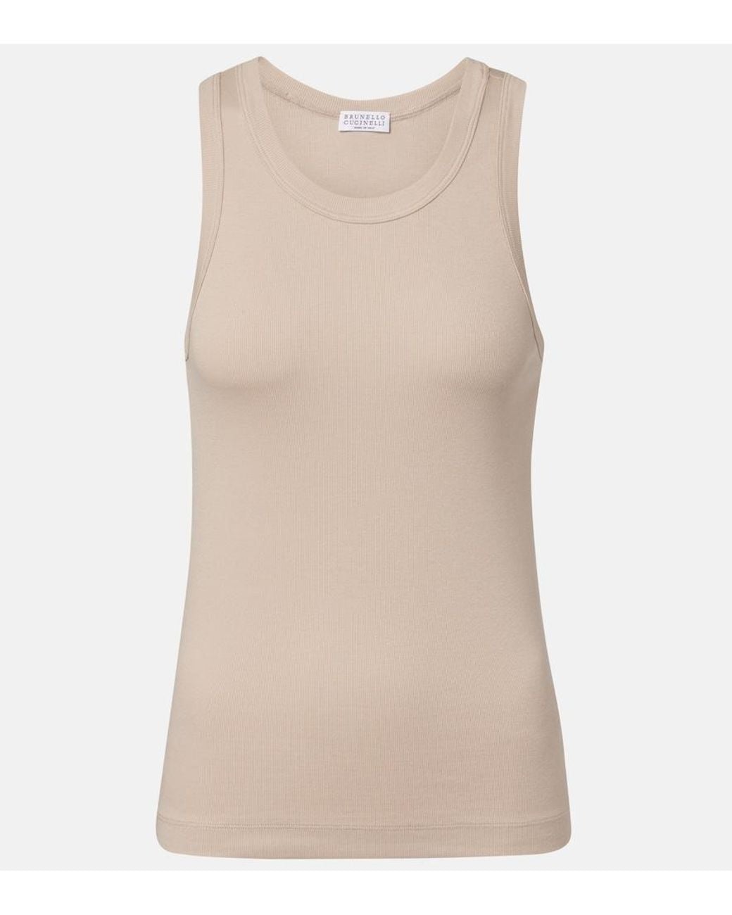 Brunello Cucinelli Natural Monili Cotton-Blend Tank Top
