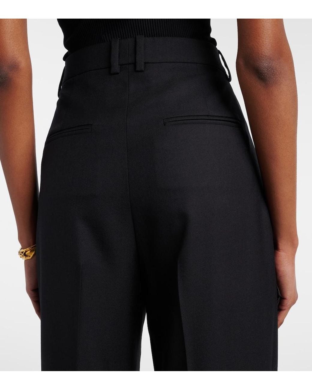 Saint Laurent Black Wool Wide-Leg Pants