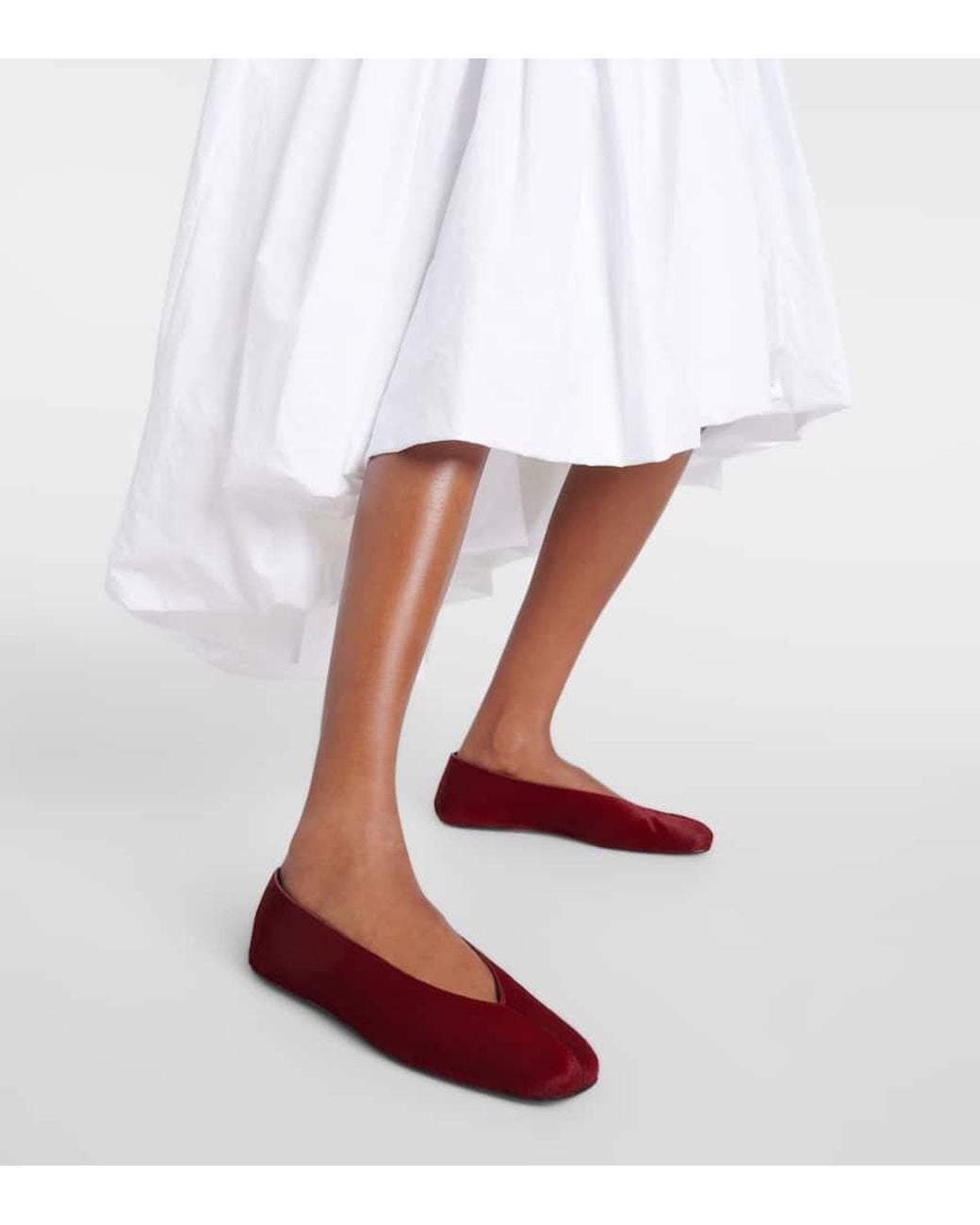 The Row Eva Two Calf Hair Ballet Flats in Red | Lyst