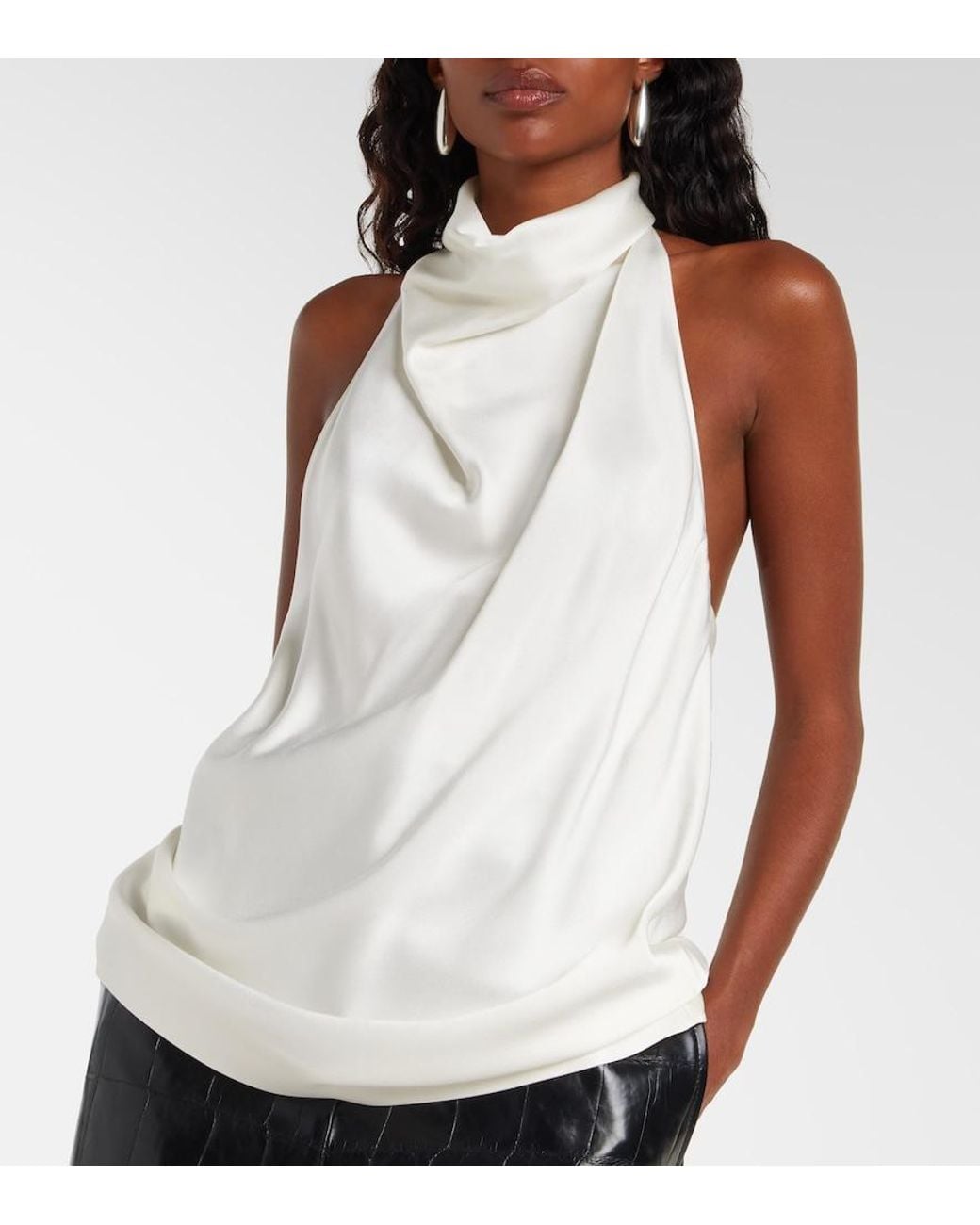 Stella McCartney White Satin Halterneck Top