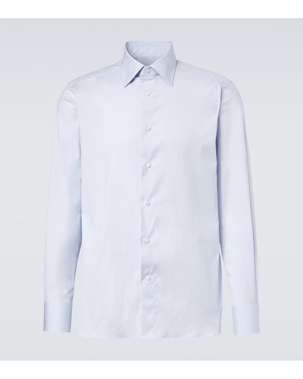 Zegna Blue Cotton-Blend Shirt for men
