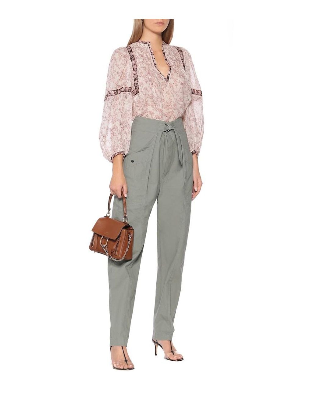 Isabel Marant Gray Zilyae High-Rise Paperbag Pants