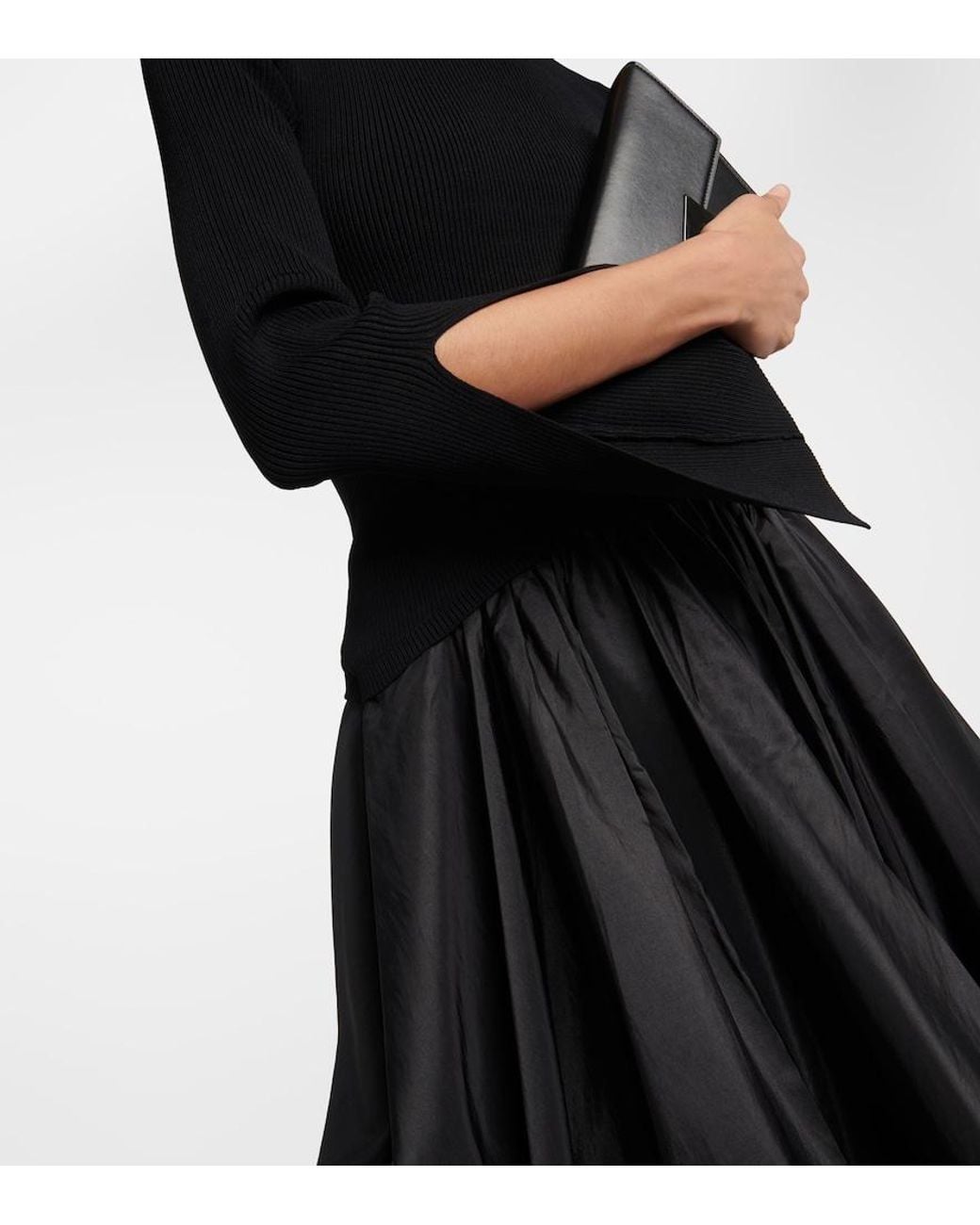 Jonathan Simkhai Black Kenlie Taffeta-Trimmed Midi Dress