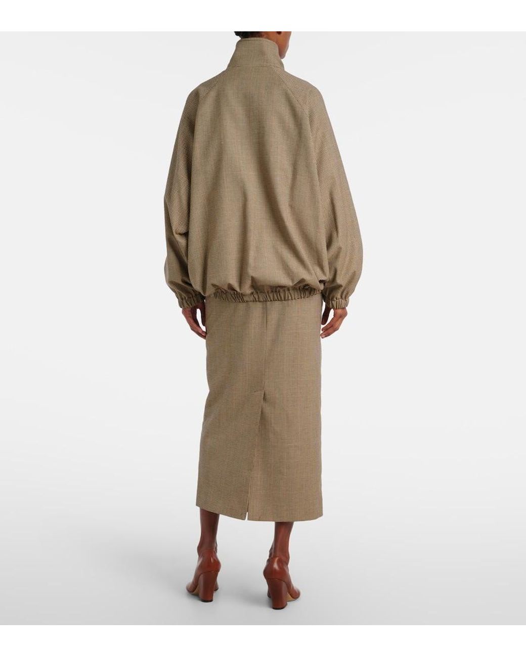Frankie Shop Brown Baxter Houndstooth Blouson Jacket