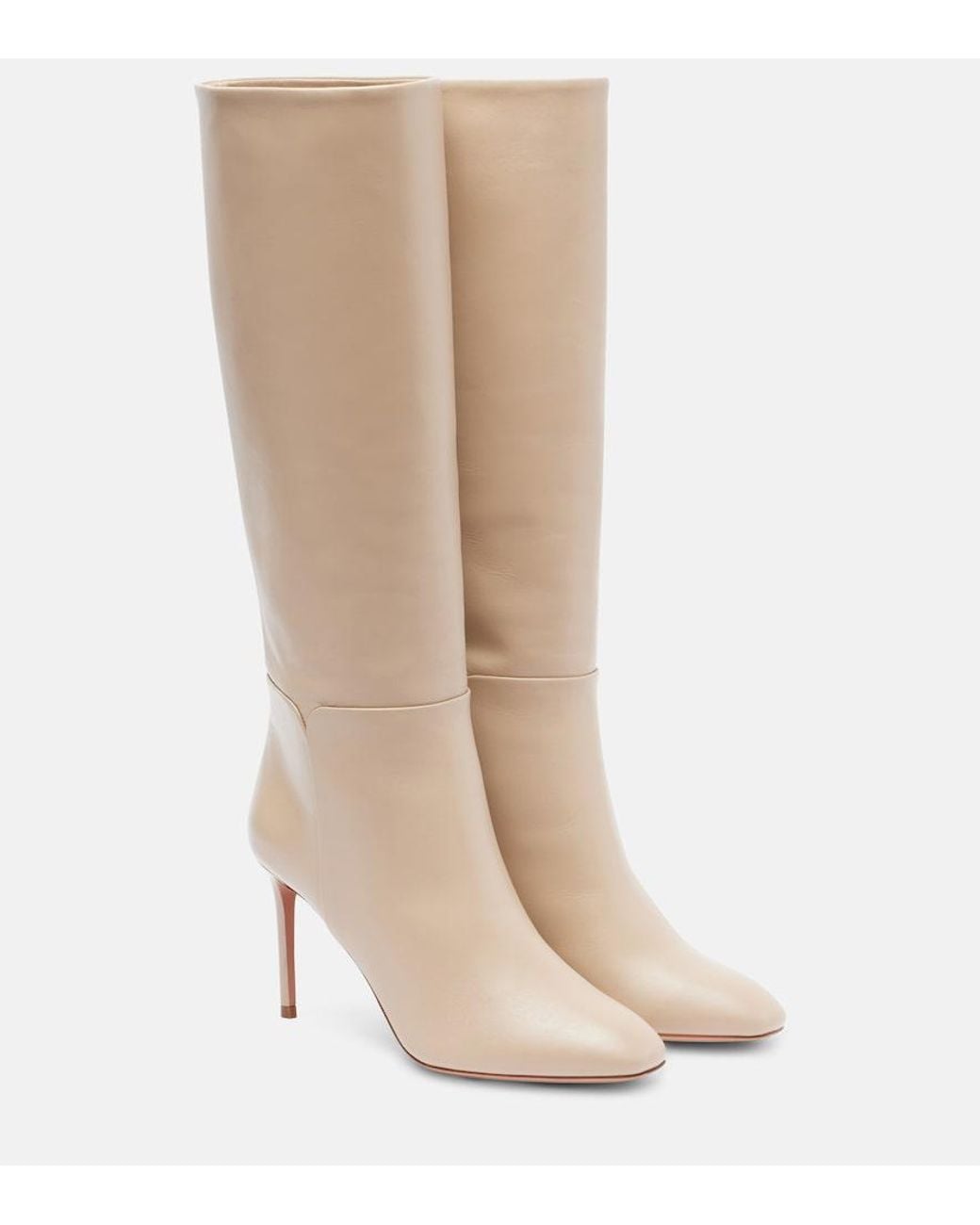 Aquazzura Natural Sellier 85 Leather Knee-High Boots
