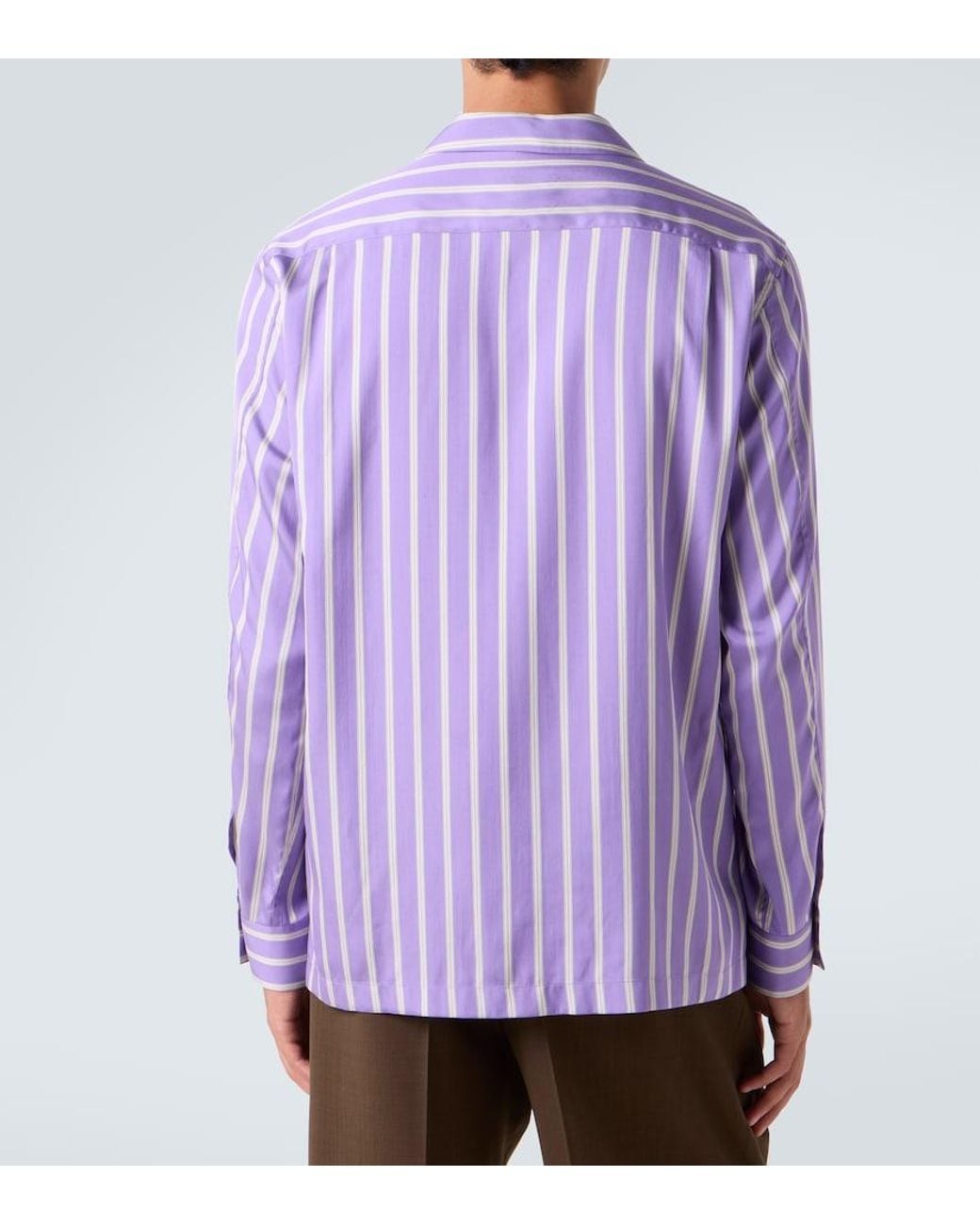 Tom Ford Purple Striped Silk Jacquard Shirt for men