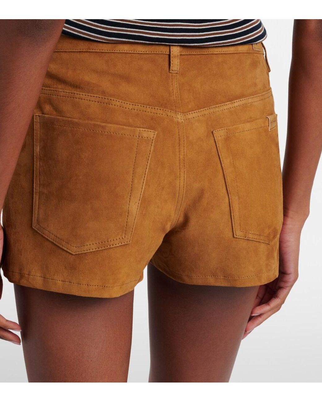 7 For All Mankind Natural Suede Shorts