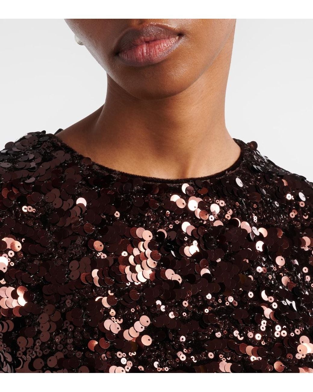 Ganni Black Bow-Detail Sequined Open-Back Top