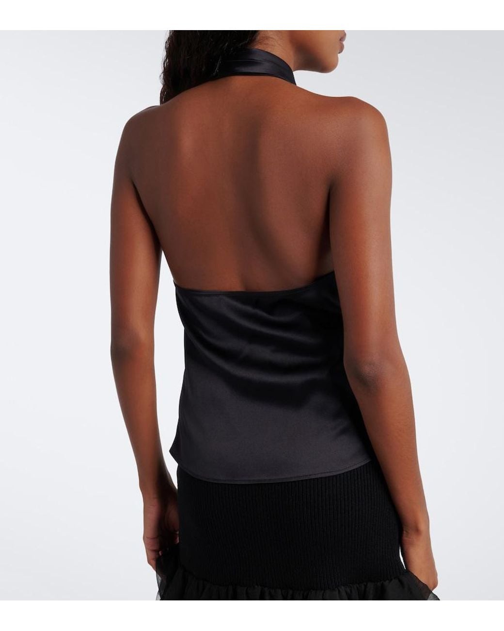 Nina Ricci Black Silk-Blend Satin Top