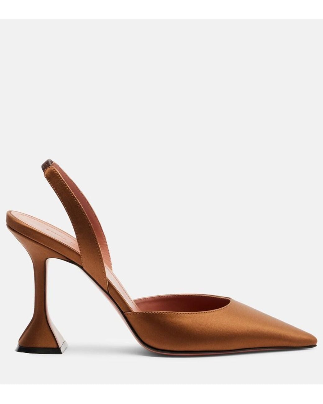 AMINA MUADDI Brown Holli Satin Slingback Pumps