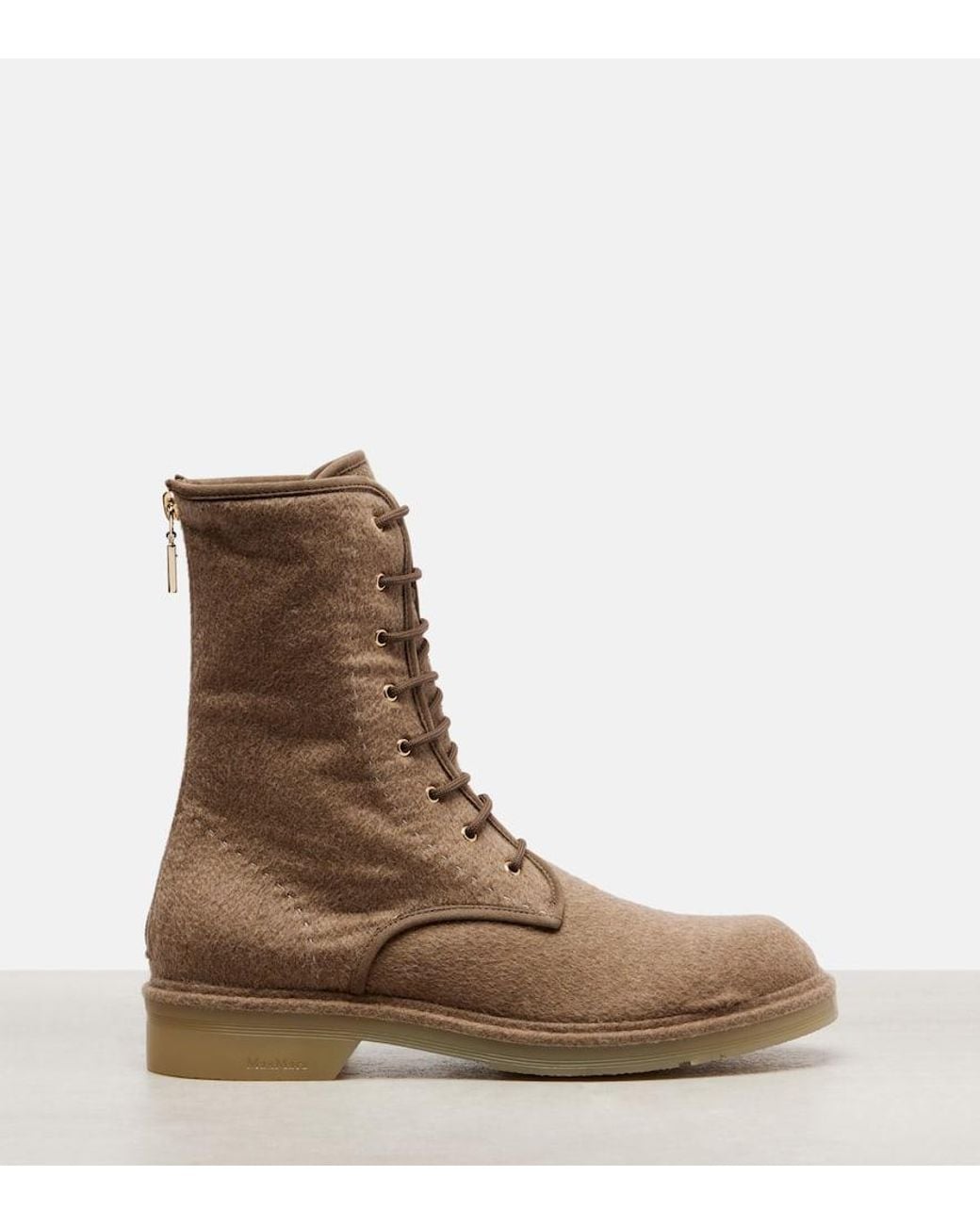 Max Mara Brown Baker Cashmere Combat Boots