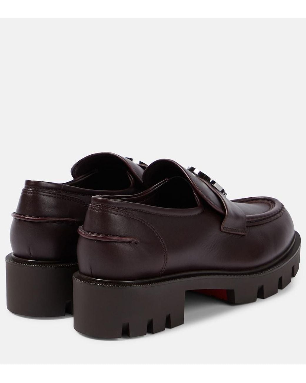 Christian Louboutin Brown Cl Moc Lug Leather Loafers