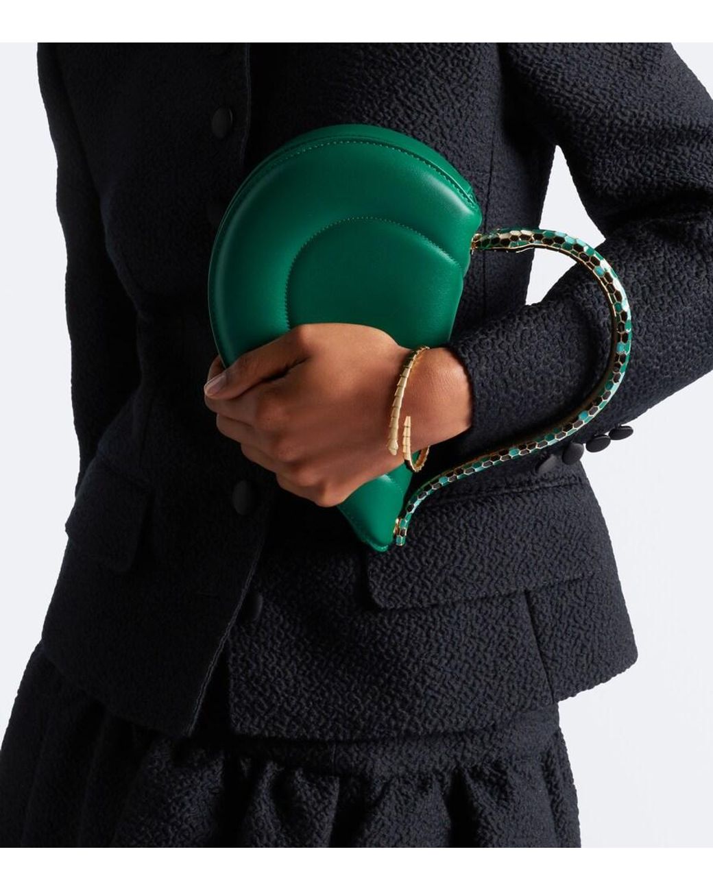 BVLGARI Green Serpenti Cuore 1968 Leather Top-Handle Bag