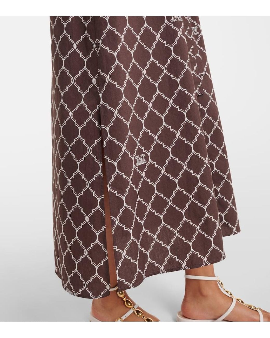 Max Mara Brown Daniel Printed Cotton Shirt Dress
