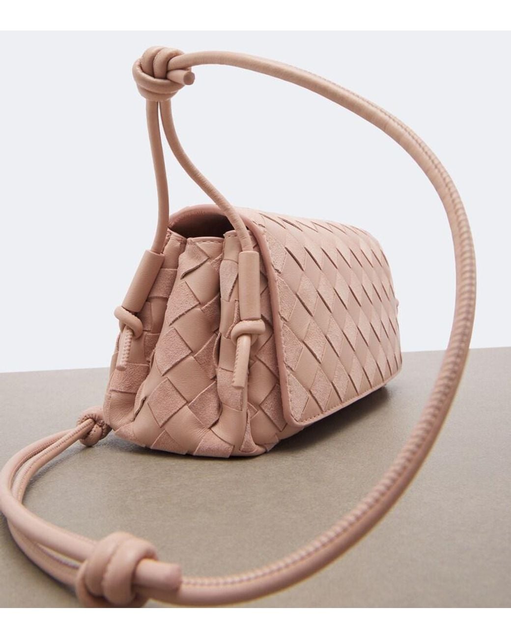 Bottega Veneta Pink Notturno Intrecciato Leather Crossbody Bag