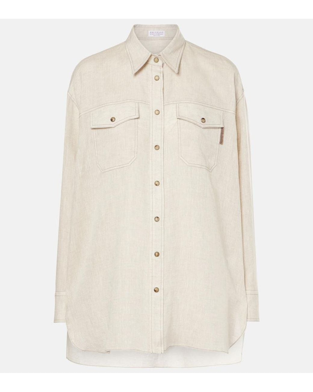 Brunello Cucinelli Natural Oversized Linen Shirt