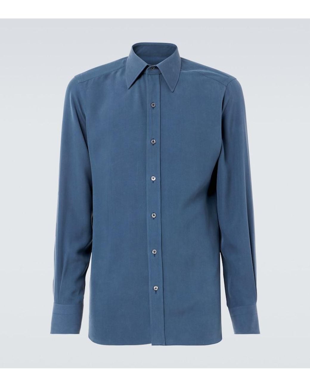 Tom Ford Blue Silk Twill Shirt for men