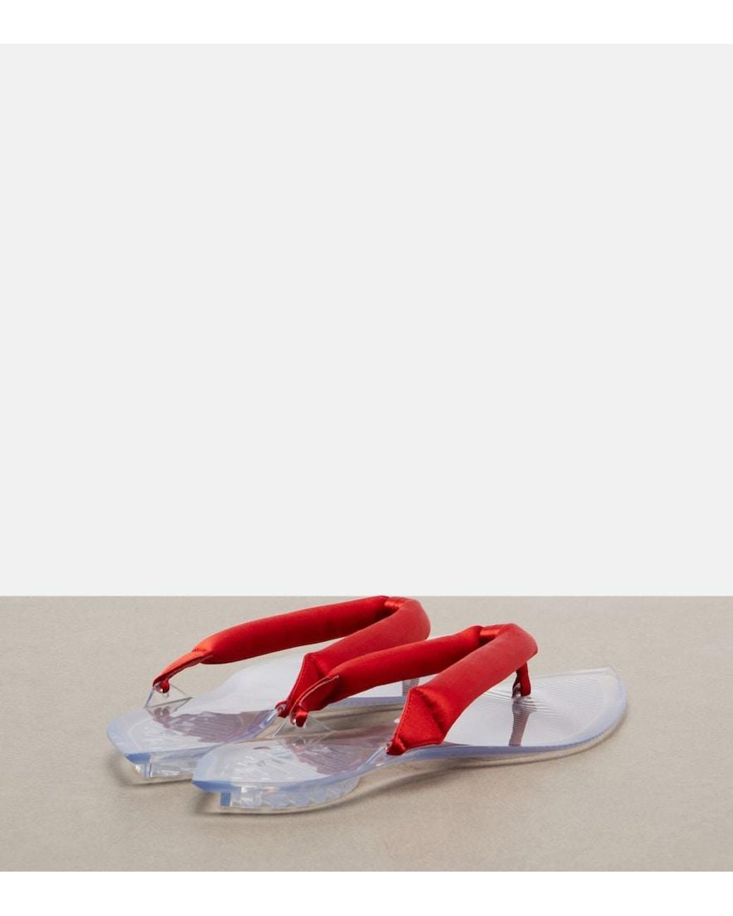 Alaïa Red Invisible Satin Thong Sandals